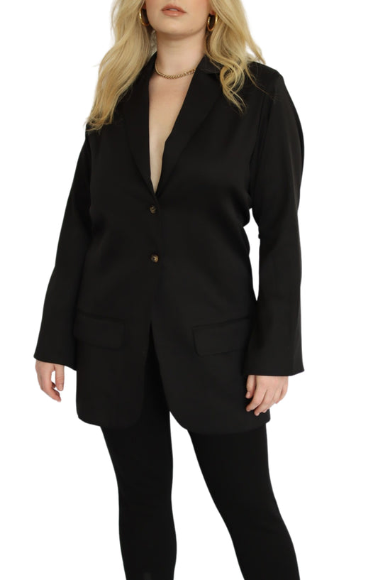 Hourglass Button Front Blazer - THOROUGH WARDROBE