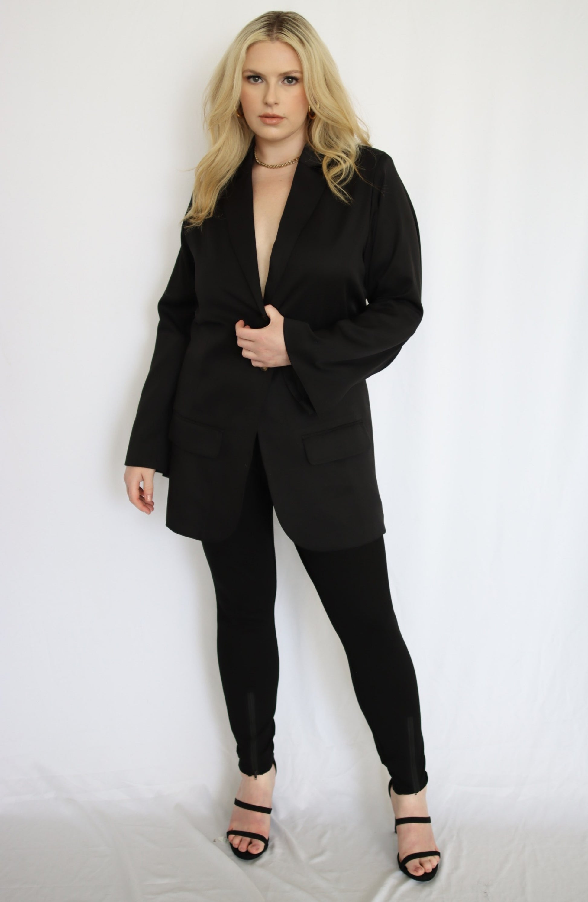 Hourglass Button Front Blazer - THOROUGH WARDROBE