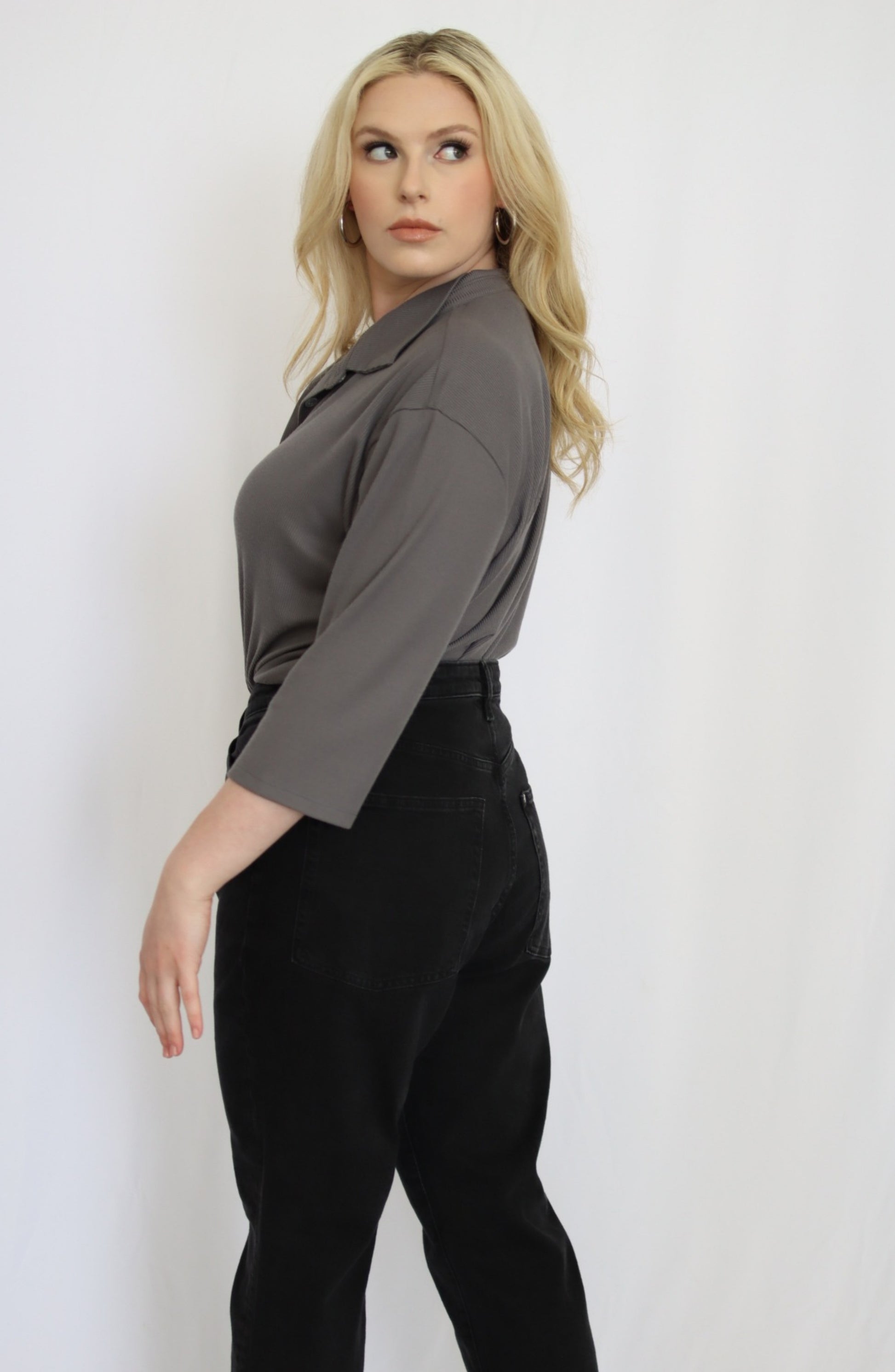 Rib Knit Polo Top - THOROUGH WARDROBE