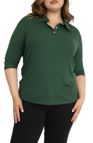 Rib Knit Polo Top - THOROUGH WARDROBE