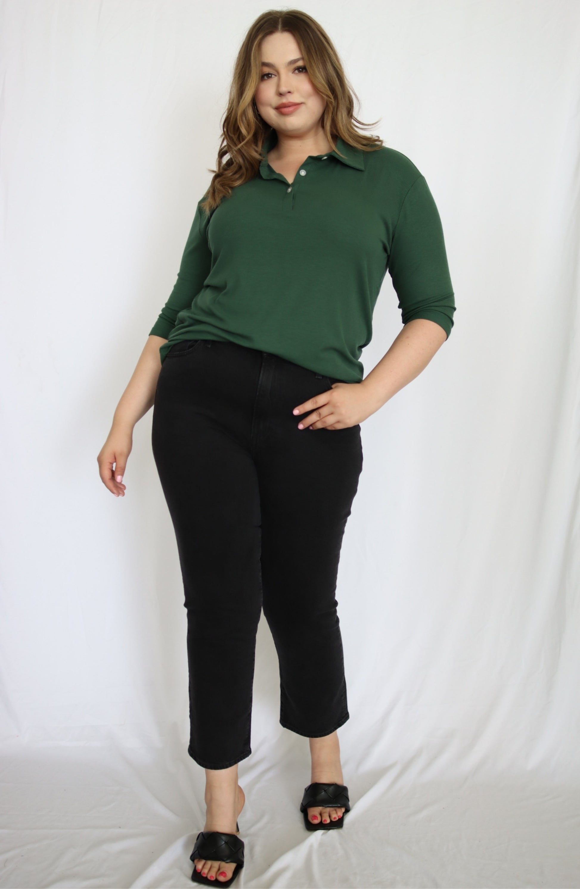 Rib Knit Polo Top - THOROUGH WARDROBE