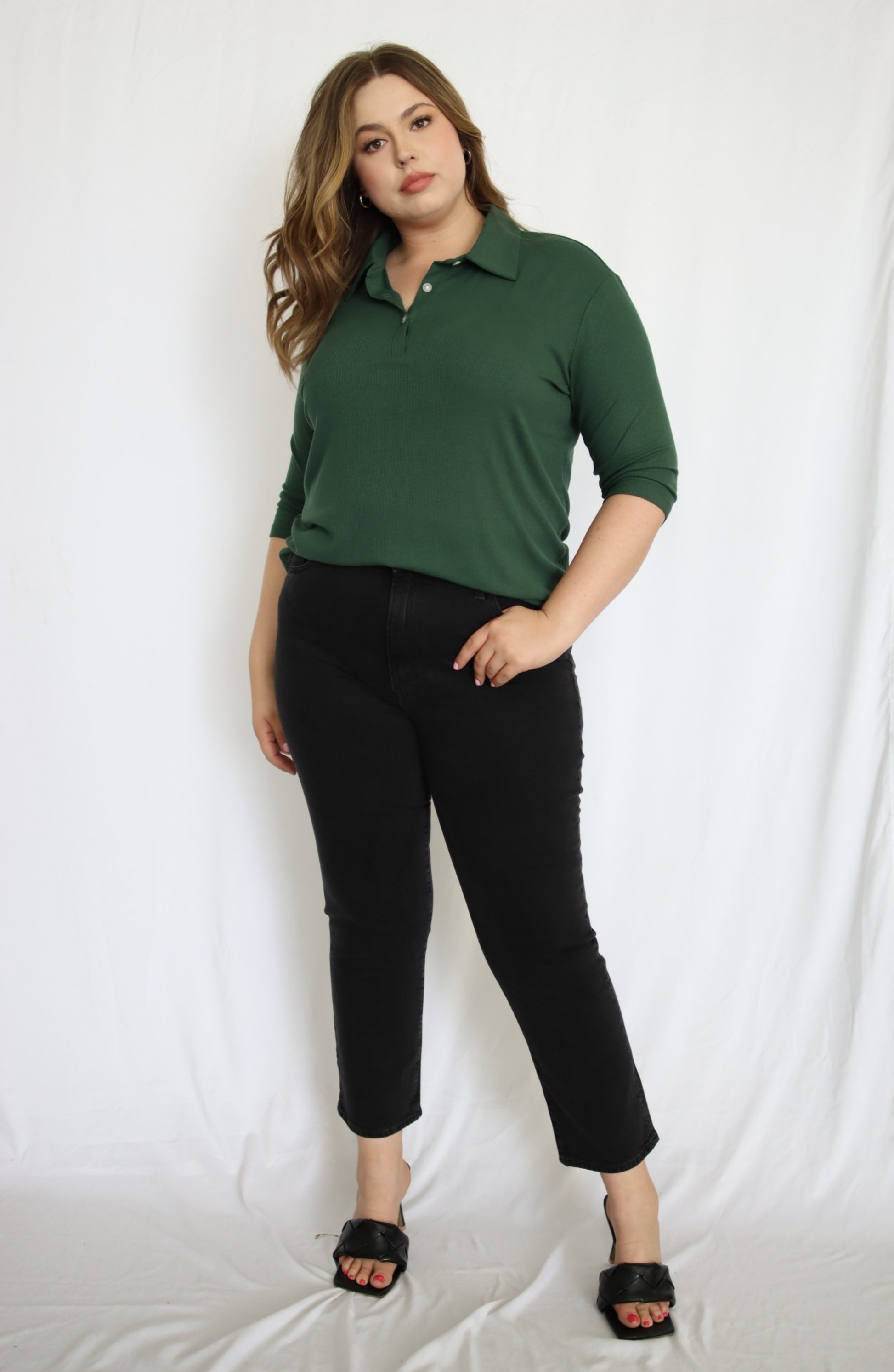 Rib Knit Polo Top - THOROUGH WARDROBE