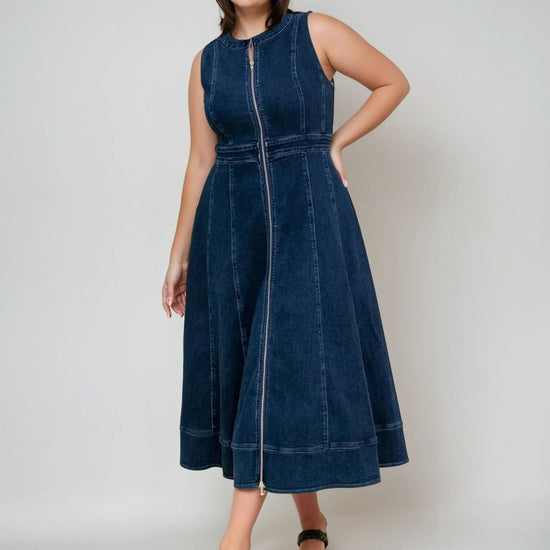 Denim Midi Dress - THOROUGH WARDROBE