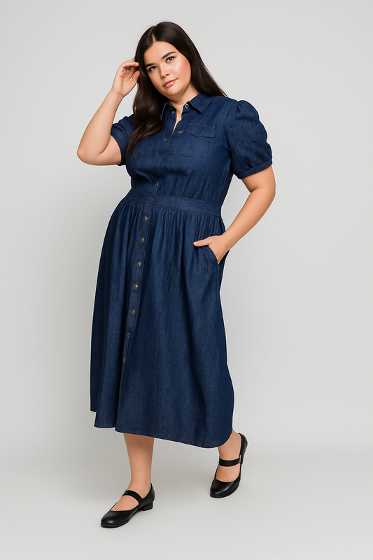 Denim Shirt Dress - THOROUGH WARDROBE