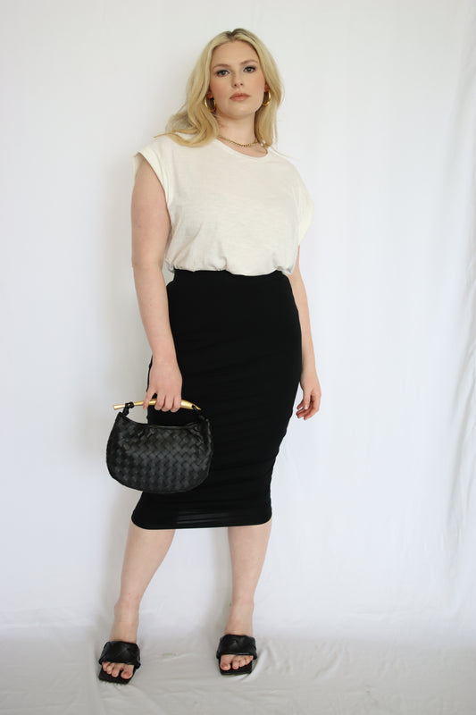 High Waist Knit Midi Skirt