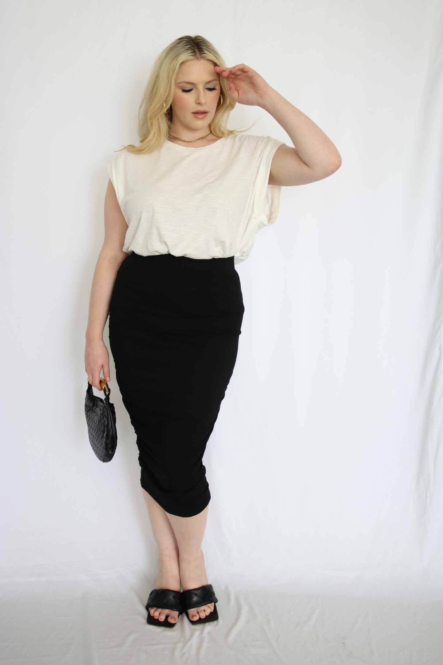 High Waist Knit Midi Skirt