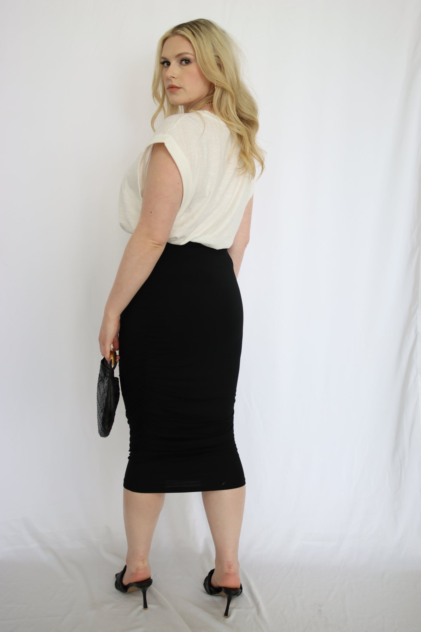 High Waist Knit Midi Skirt