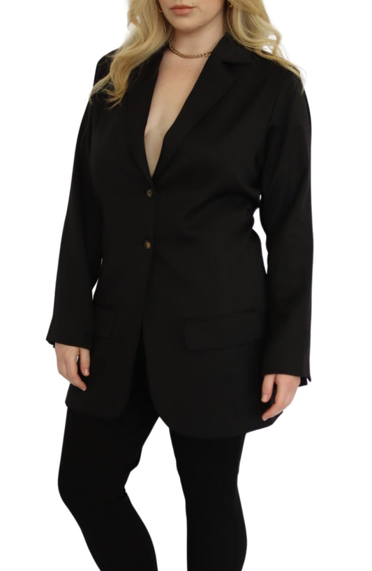 Hourglass Button Front Blazer - THOROUGH WARDROBE