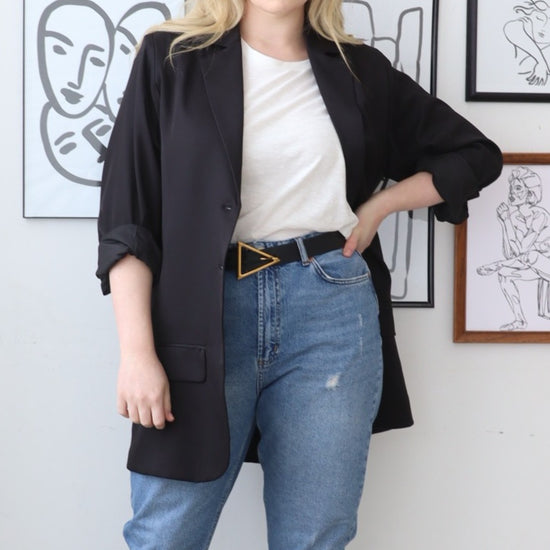 Hourglass Button Front Blazer - THOROUGH WARDROBE
