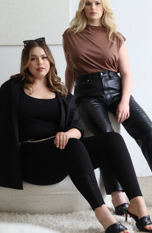 Zip Front Convertible High Waist Legging - THOROUGH WARDROBE