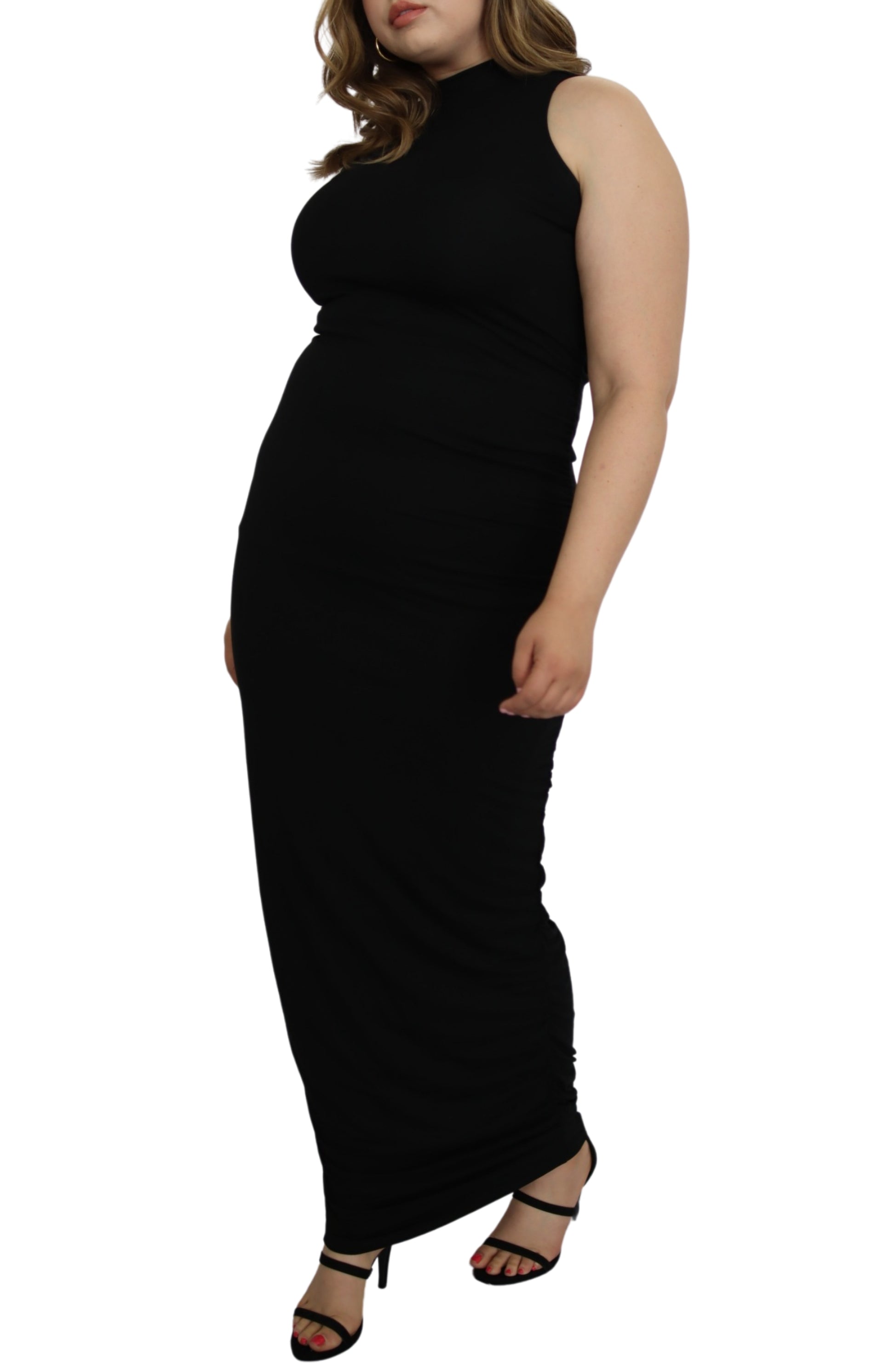 Mock Neck Sleeveless Knit Maxi Dress - THOROUGH WARDROBE