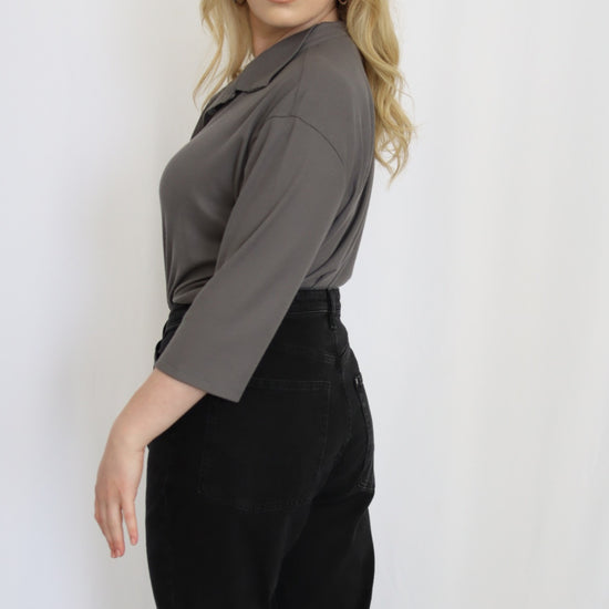 Rib Knit Polo Top - THOROUGH WARDROBE