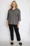 Rib Knit Polo Top - THOROUGH WARDROBE