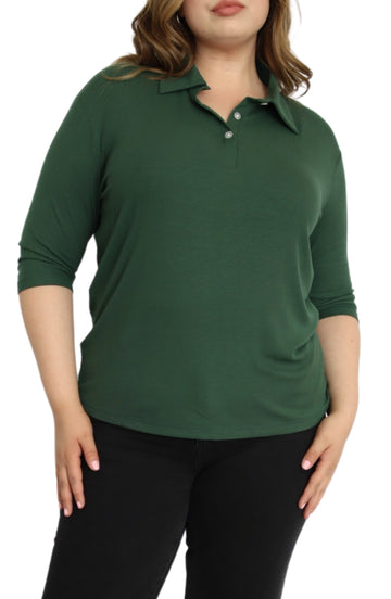 Rib Knit Polo Top - THOROUGH WARDROBE