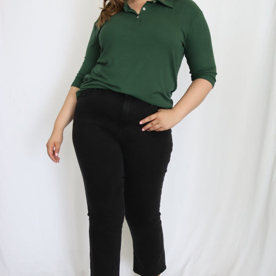 Rib Knit Polo Top - THOROUGH WARDROBE