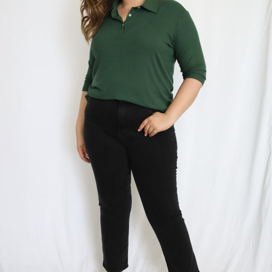 Rib Knit Polo Top - THOROUGH WARDROBE