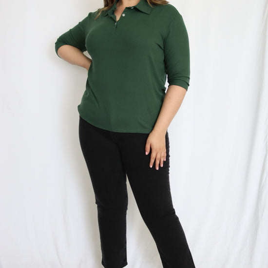 Rib Knit Polo Top - THOROUGH WARDROBE