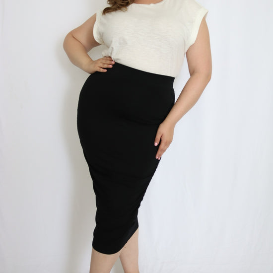 High Waist Knit Midi Skirt - THOROUGH WARDROBE